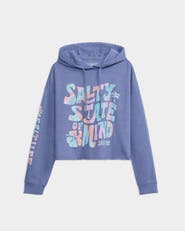 Salt Life Salty Mind Long Sleeve Ocean Wash Fleece Cropped Hoodie
