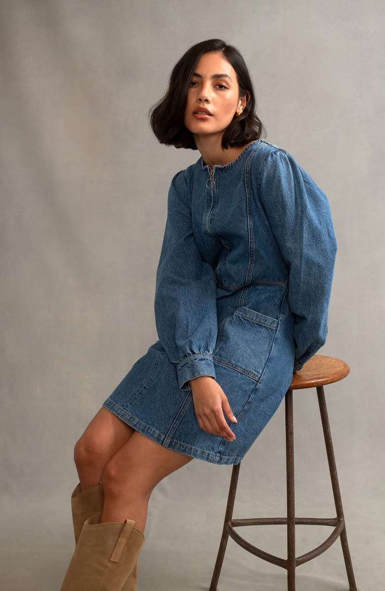 Nobody's Child Highgate Long Sleeve Denim Minidress, Alternate, color, 