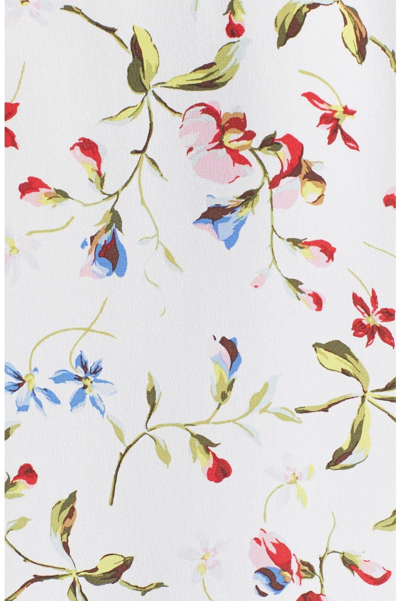 'Brett' Floral Print Silk Blouse, Alternate, color, NATURE WHITE