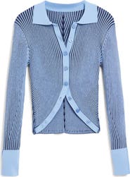 Desigual Stripe Collared Cutaway Cardigan