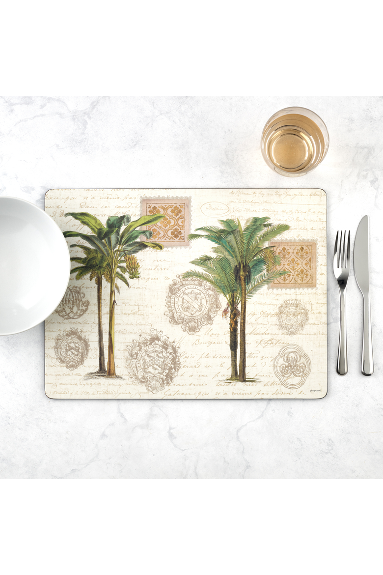 Vintage Palm Study Set of 4 Cork Back Placemats, Alternate, color, Multi