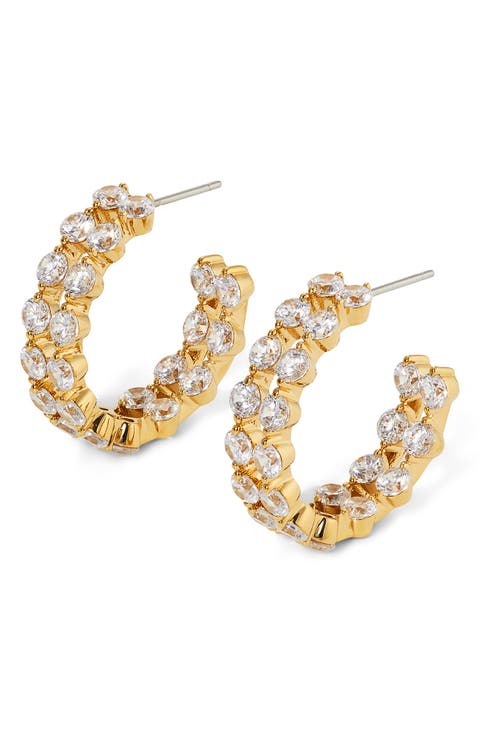 Cassi Cubic Zirconia Double Row Hoop Earrings