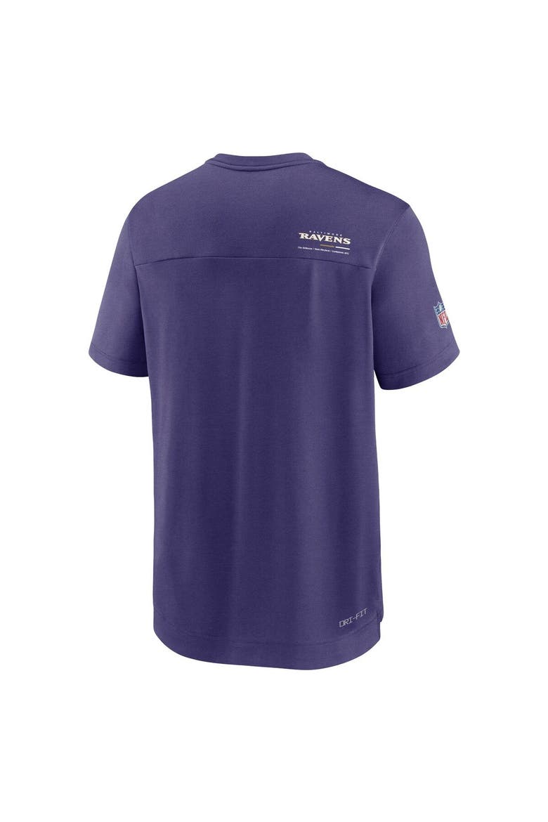 Men's Nike Purple Baltimore Ravens Sideline Coach Chevron Lock Up Logo V-Neck Performance T-Shirt, Alternate, color, Purple