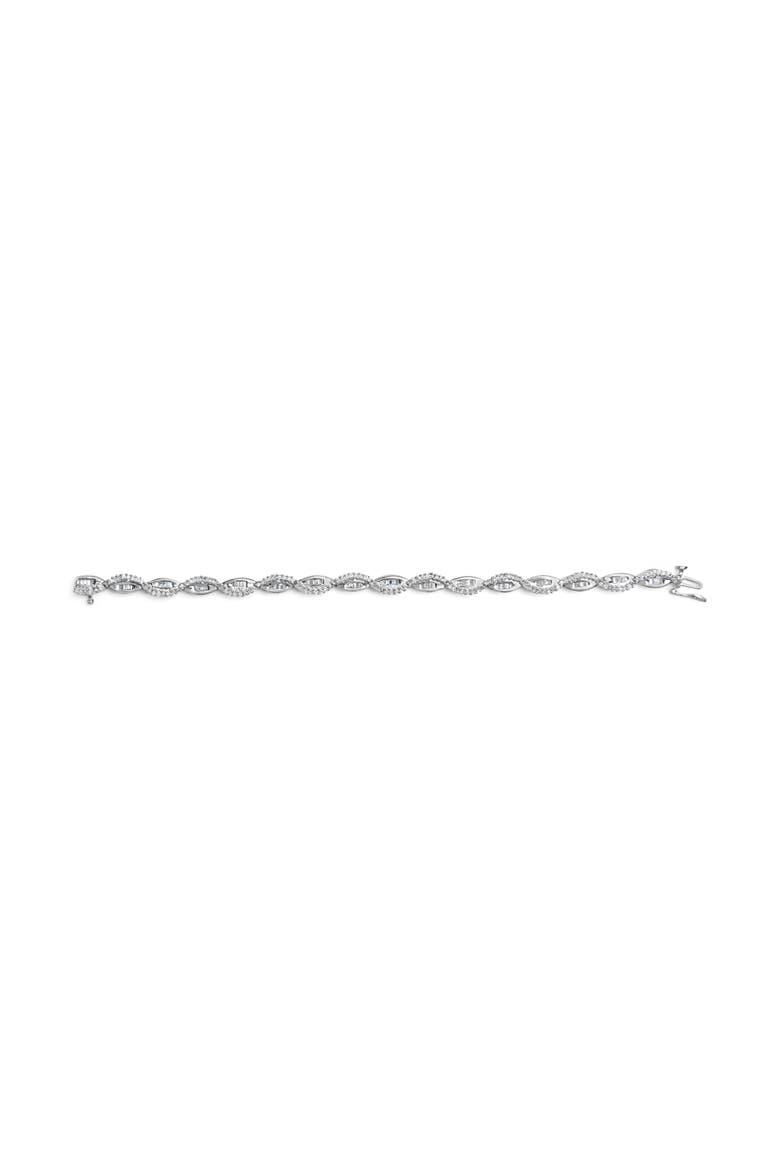14K White Gold 2.00 Cttw Diamond Swirl and Pear Shape Link Bracelet, Alternate, color, White