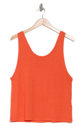 Shop Madewell Linen Blend Tank In Brilliant Tangerine