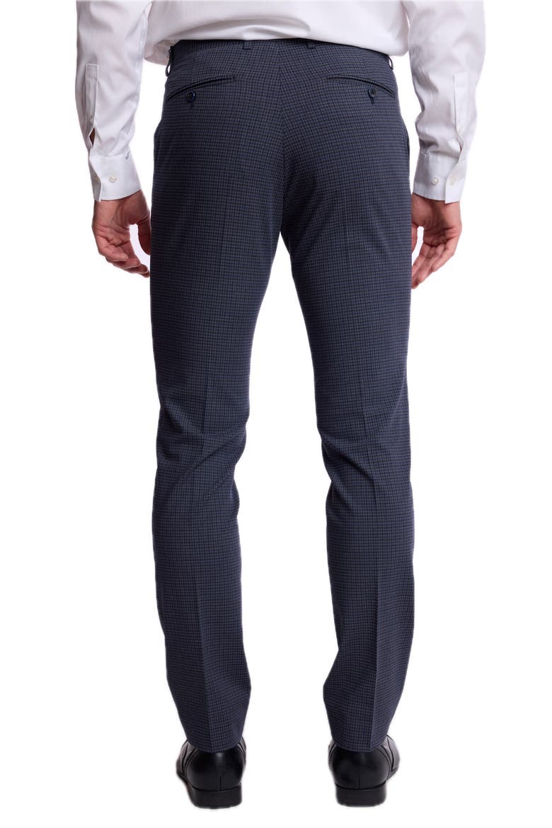 Downing Slim Fit Gingham Stretch Pants, Alternate, color, NAVY BURGUNDY GINGHAM