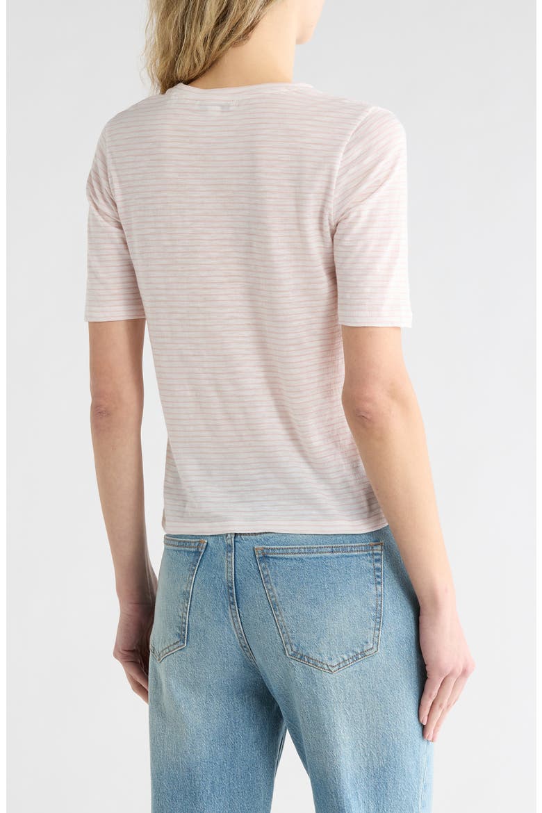 Essential Elbow Length Sleeve Pima Cotton T-Shirt, Alternate, color, OFF WHITE ROSA COMBO