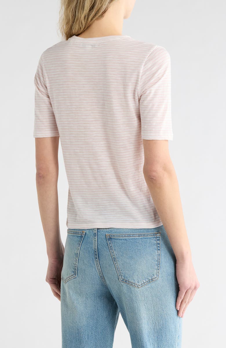 Vince Essential Elbow Length Sleeve Pima Cotton T-Shirt, Alternate, color, Off White Rosa Combo