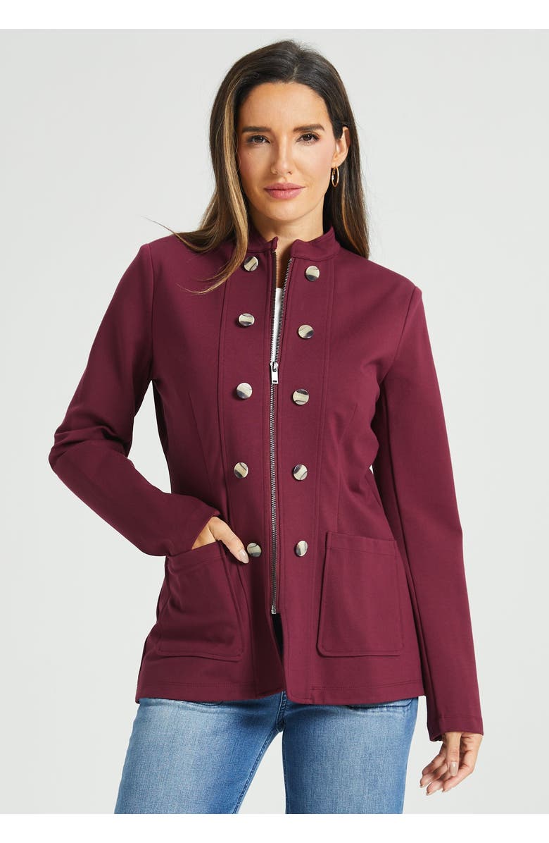Betabrand Military Zip Jacket Stretch Ponte, Main, color, Burgundy