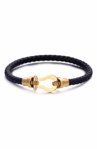 Adornia Men's Tarnish Resistant Braided Leather Bracelet