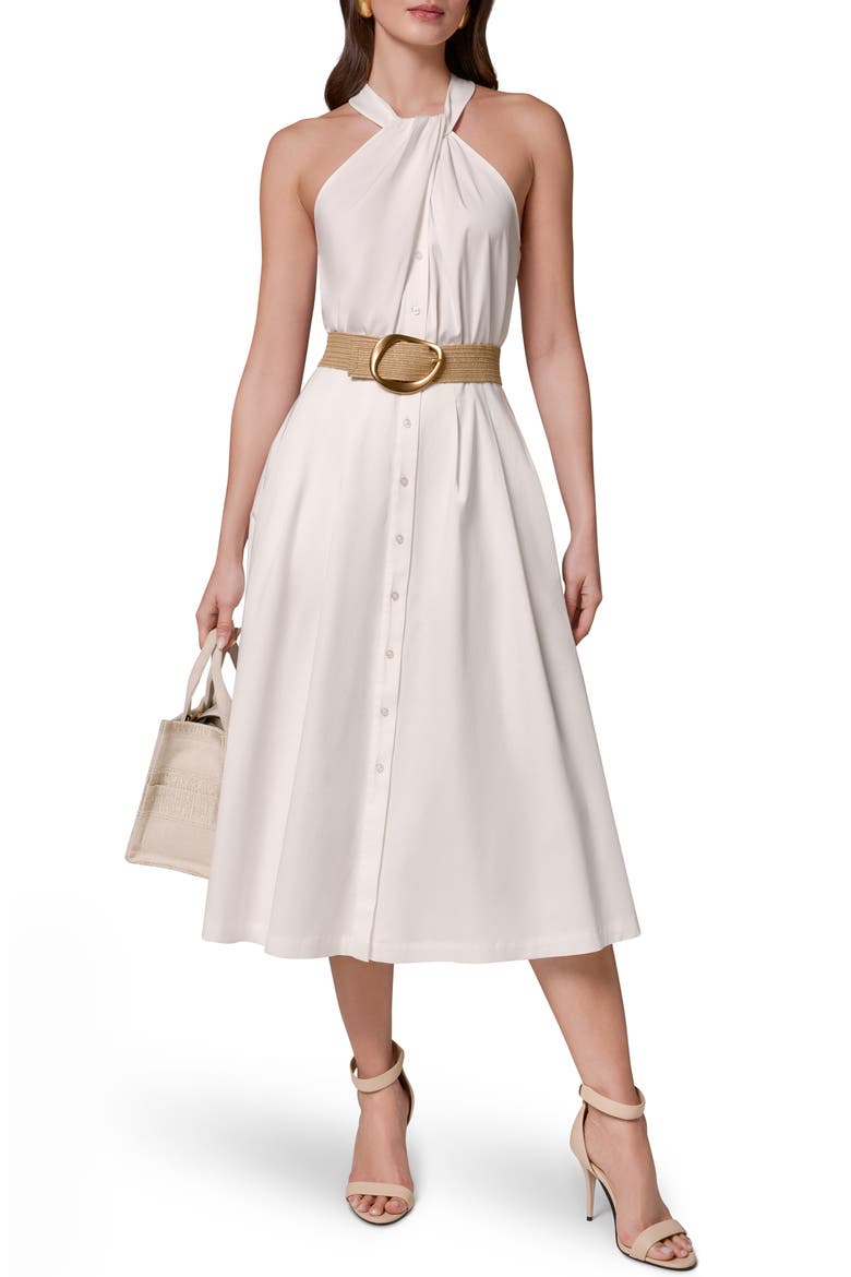 Belted Sleeveless Midi Dress, Main, color, CREAM