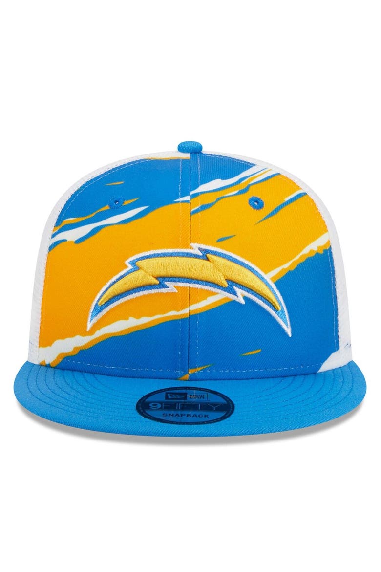 Men's New Era Powder Blue Los Angeles Chargers  Tear Trucker 9FIFTY Snapback Hat, Alternate, color, Powder Blue