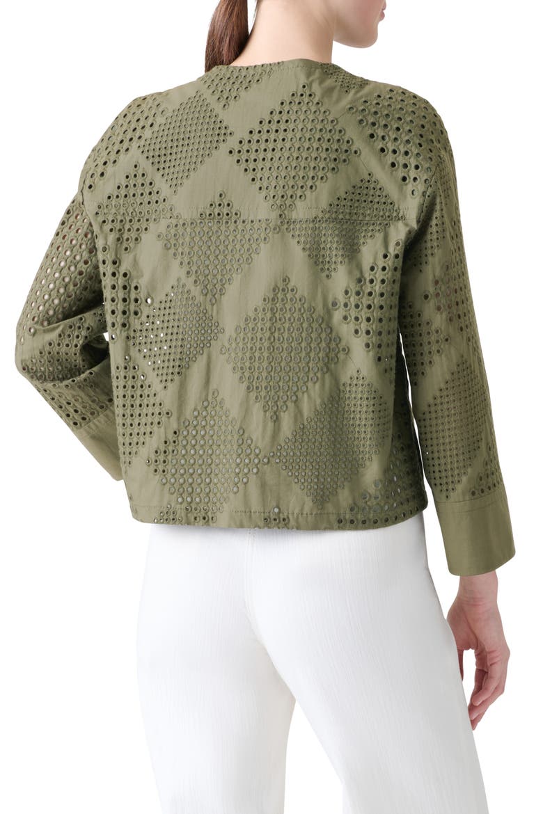Diamond Cotton Eyelet Crop Jacket, Alternate, color, KHAKI