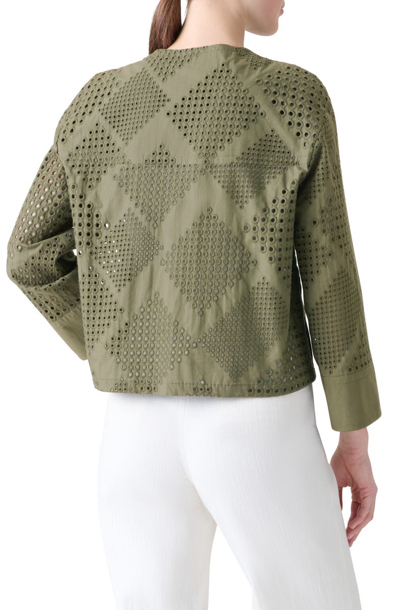 Akris punto Diamond Cotton Eyelet Crop Jacket, Alternate, color, Khaki
