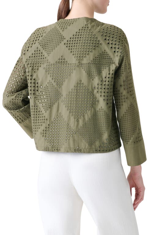 Akris Punto Boxy Diamond Eyelet Cotton Poplin Jacket In Green