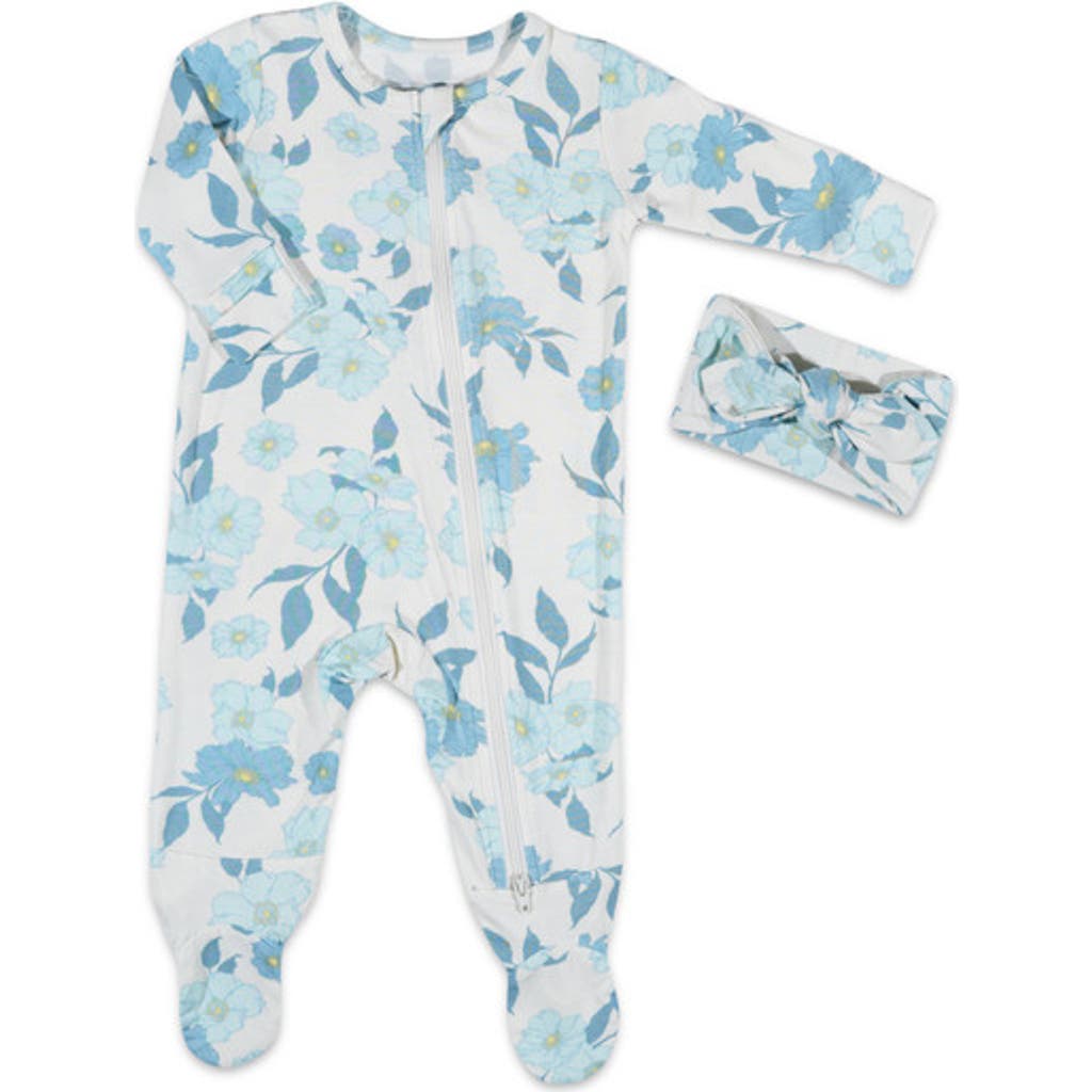 Everly Grey Convertible Romper Fitted Long Sleeve Pajama In Blue