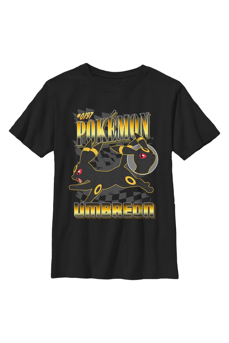 Boy's Pokemon Umbreon 0197 Retro Check  Graphic T-Shirt, Main, color, Black