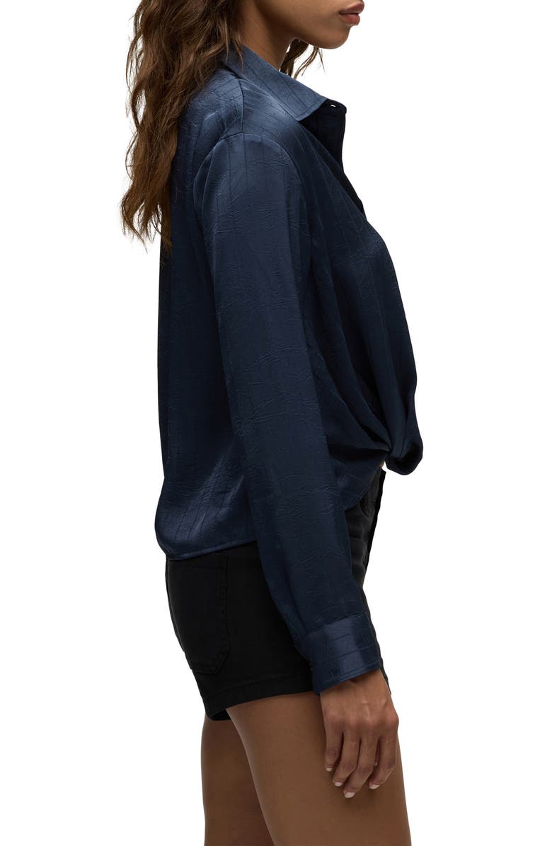 Hudson Jeans Knot Front Button-Down Shirt, Alternate, color, Navy