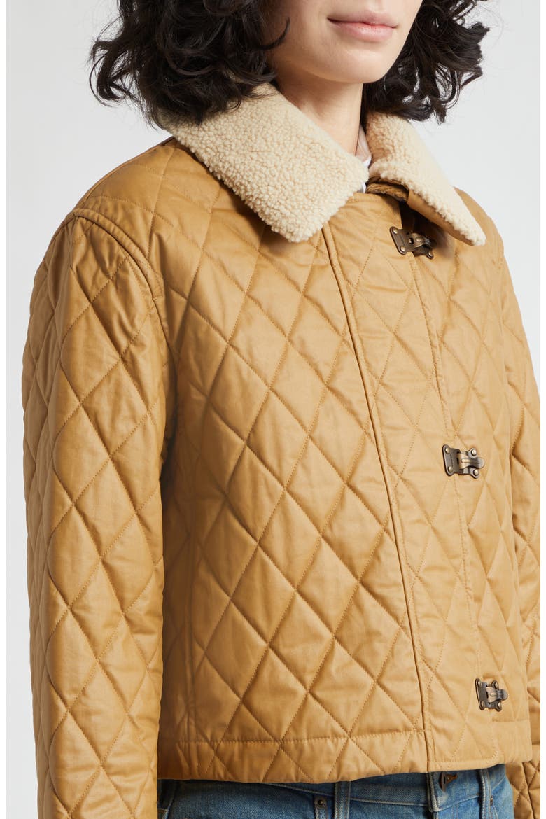 Howle Quilted Jacket with Genuine Shearling Collar, Alternate, color, SEPIA/ HAY