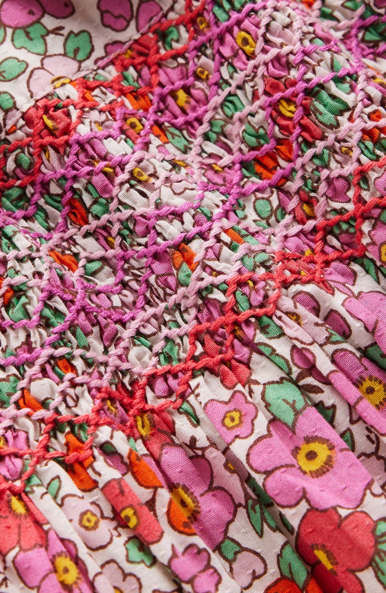 Mini Boden Kids' Floral Smocked Bodice Cotton Dress, Alternate, color,