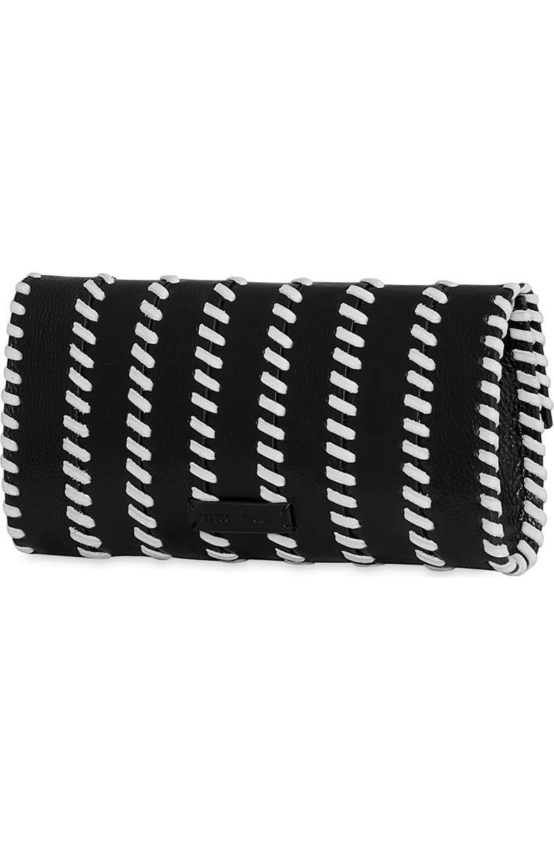 Rebecca Minkoff Whipstitch Patchwork Leather Clutch, Alternate, color, Black/ White