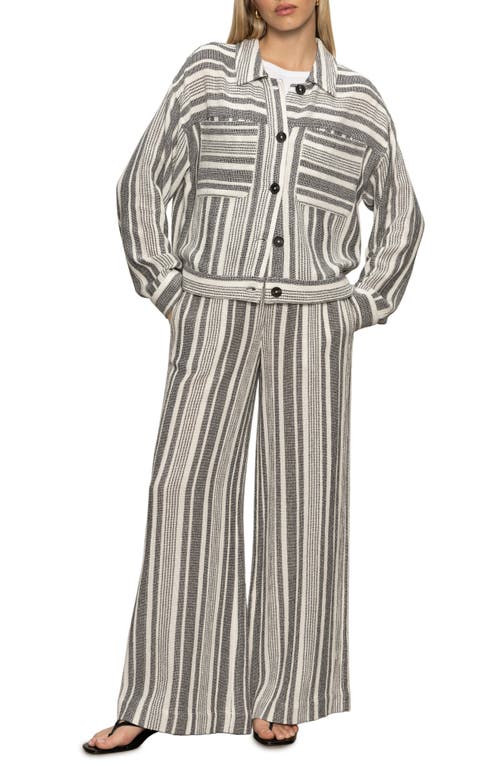 Sanctuary Shoreside Stripe Cotton Jacket In Gray