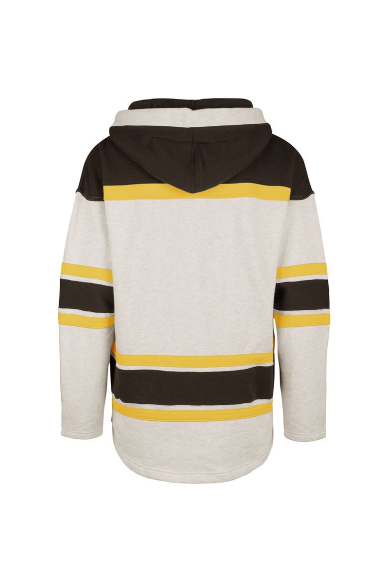 Men's '47  Oatmeal Boston Bruins Rockaway Lacer Pullover Hoodie, Alternate, color, Oatmeal