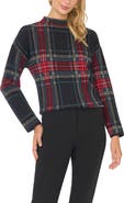 Vince Camuto Plaid Mock Neck Sweater