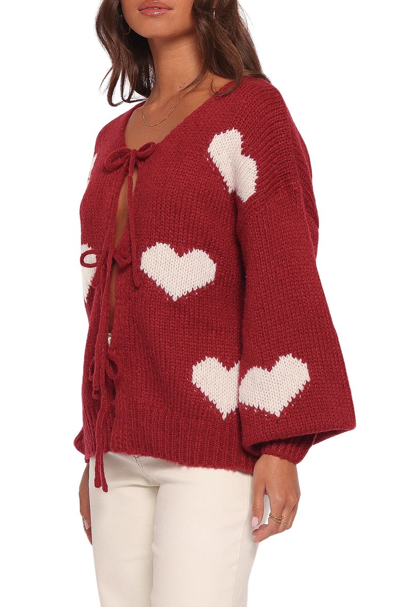 Petal & Pup Nadine Hearts Tie Front Cardigan, Alternate, color, 