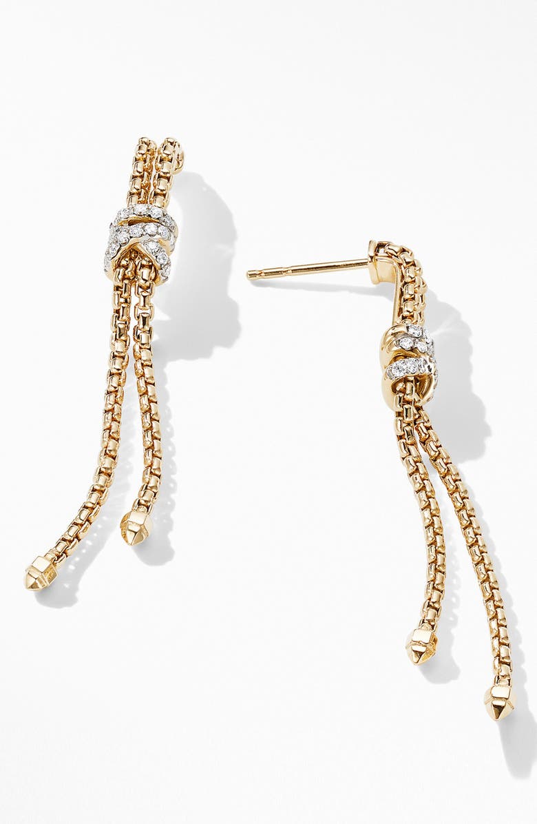 David Yurman Helena Box Chain Earrings in 18K Yellow Gold with Diamonds, Alternate, color,