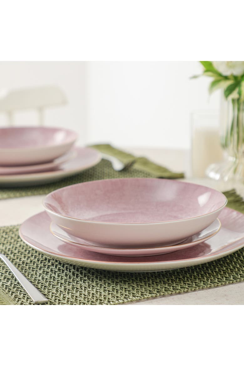 Onyx 24-Piece Dinnerware Set Porcelain, Service for 8, Alternate, color, Pink and Gold