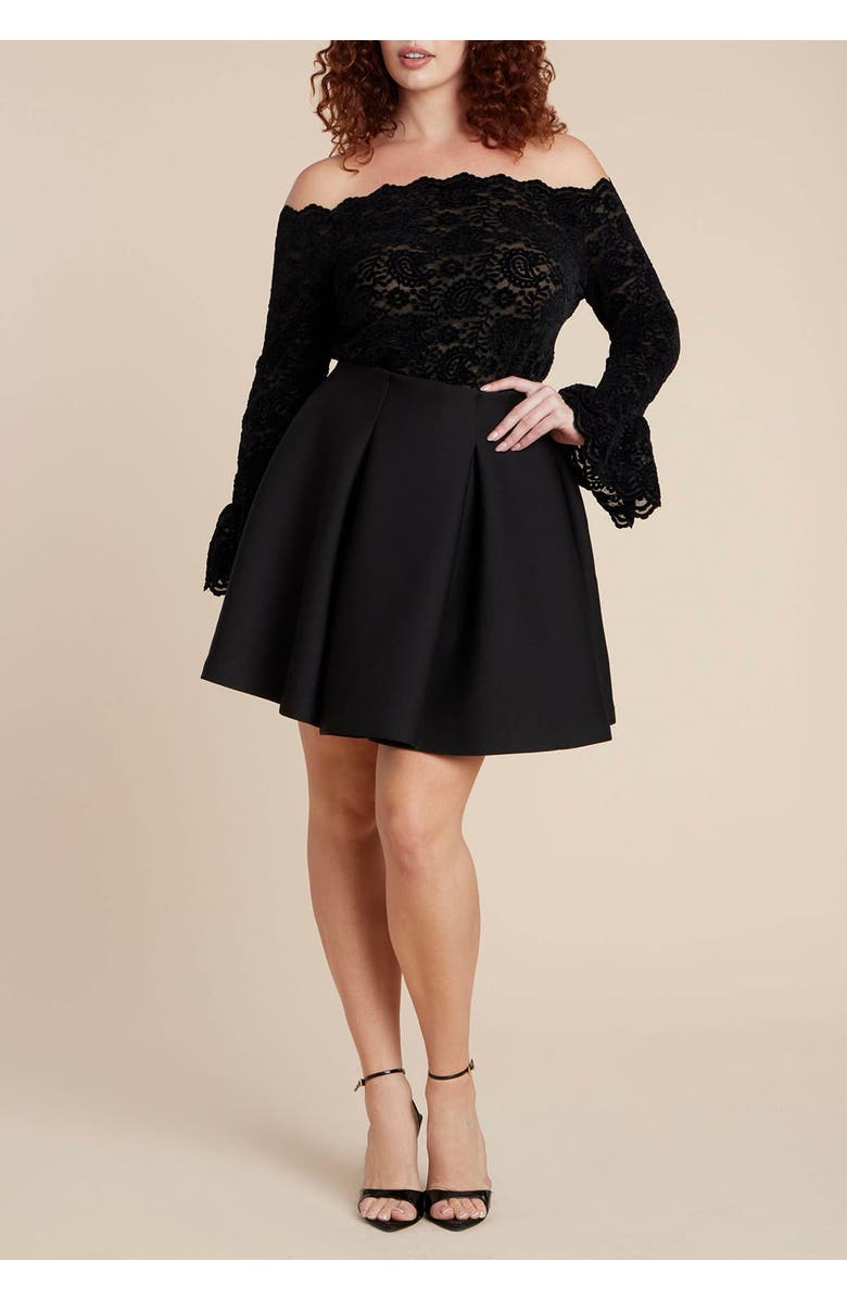 ELOQUII Off The Shoulder Lace Top, Alternate, color, Black Onyx