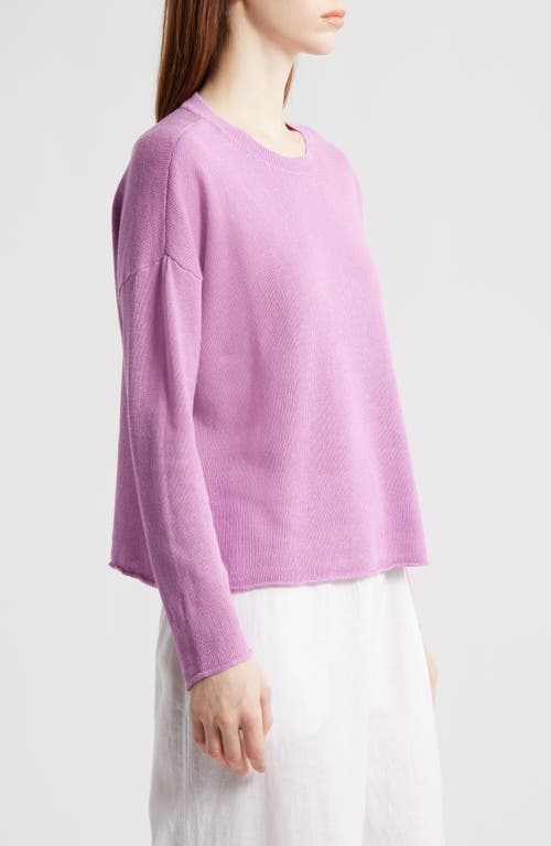 Eileen Fisher Crewneck Organic Linen & Organic Cotton Sweater In French Lilac