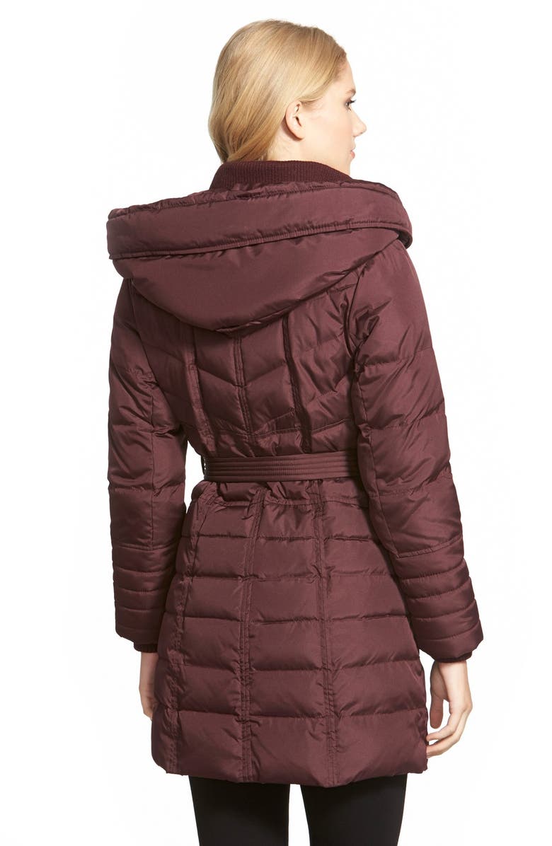 Kensie Belted Hooded Down & Feather Fill Coat, Alternate, color, 