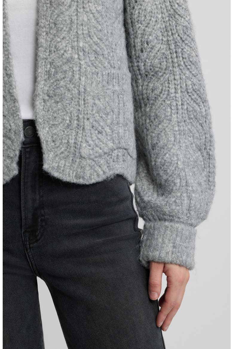 Blouson Sleeve Cable Knit Crop Cardigan, Alternate, color, HEATHER GREY