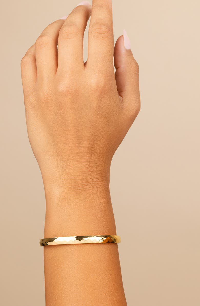 Sterling Forever Verlyn Hammered Bangle Bracelet, Alternate, color, Gold
