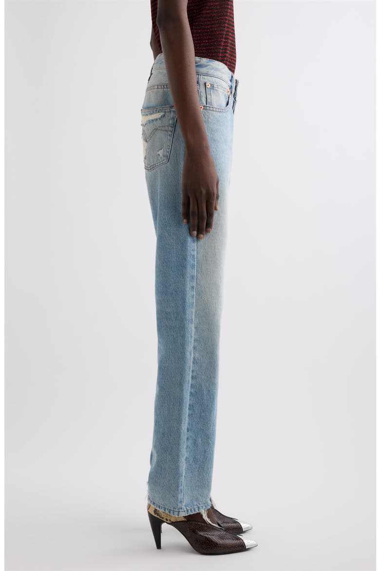 Daya Raw Hem High Waist Straight Leg Jeans, Alternate, color, VINTAGE BLUE