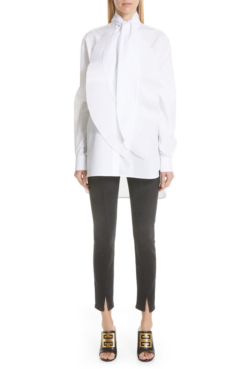 Givenchy Leather Detail Ankle Skinny Jeans, Alternate, color, 