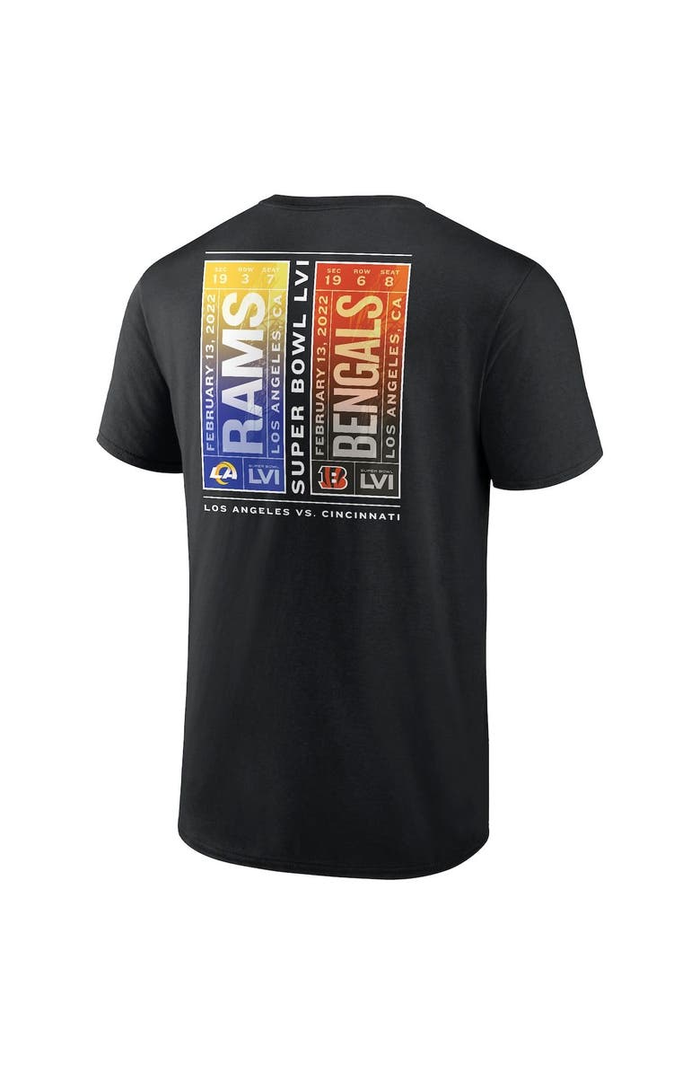 FANATICS Men's Fanatics Branded Black Cincinnati Bengals vs. Los Angeles Rams Super Bowl LVI Matchup Tickets Please T-Shirt, Alternate, color, 