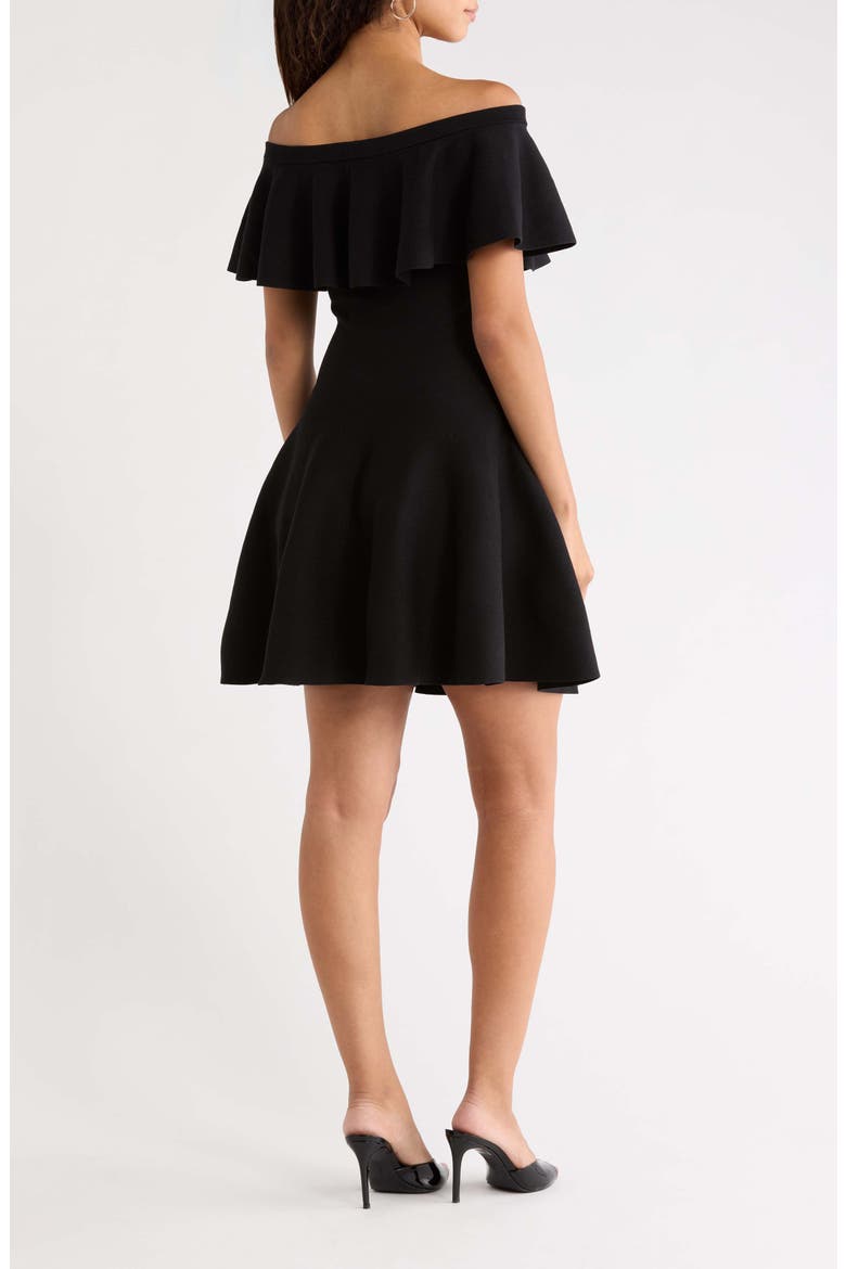 Dennet Off the Shoulder Fit & Flare Minidress, Alternate, color, BLACK