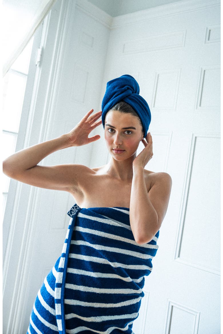 Striped Cotton Blend Bath Towel, Alternate, color, WORKSHOP WHITE/ STUDIO NAVY