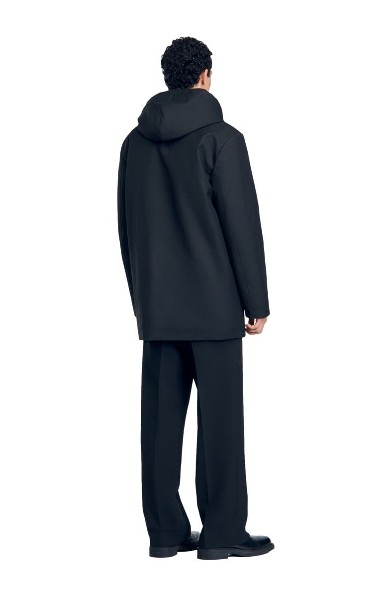 SANDRO Hooded parka with zip, Alternate, color, Black