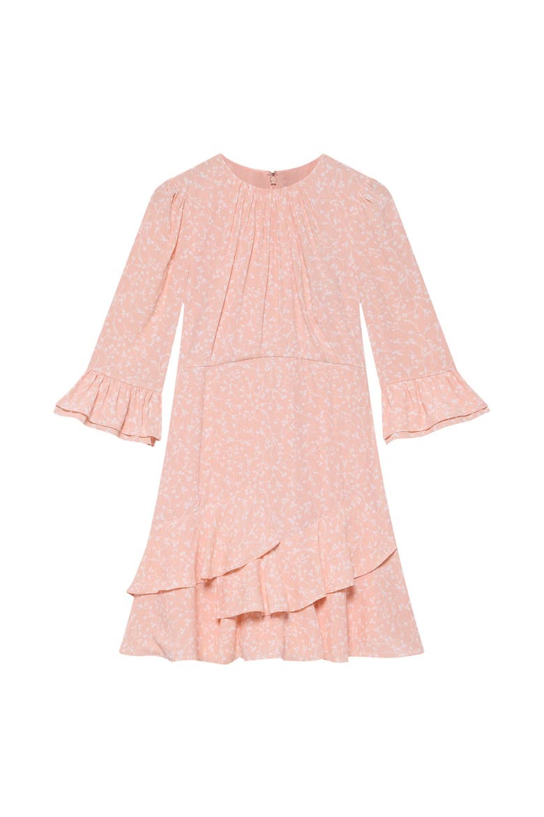 Floral Print Ruffle Mini Dress, Alternate, color, Pink