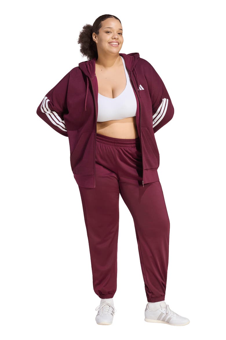 Essentials 3-Stripes Full Zip Fleece Hoodie, Alternate, color, MAROON