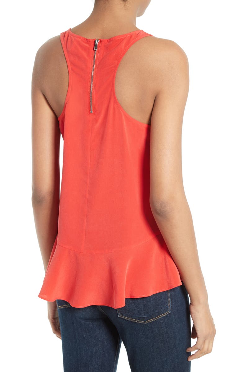 Joie Cosma Silk Flounce Hem Tank, Alternate, color, 