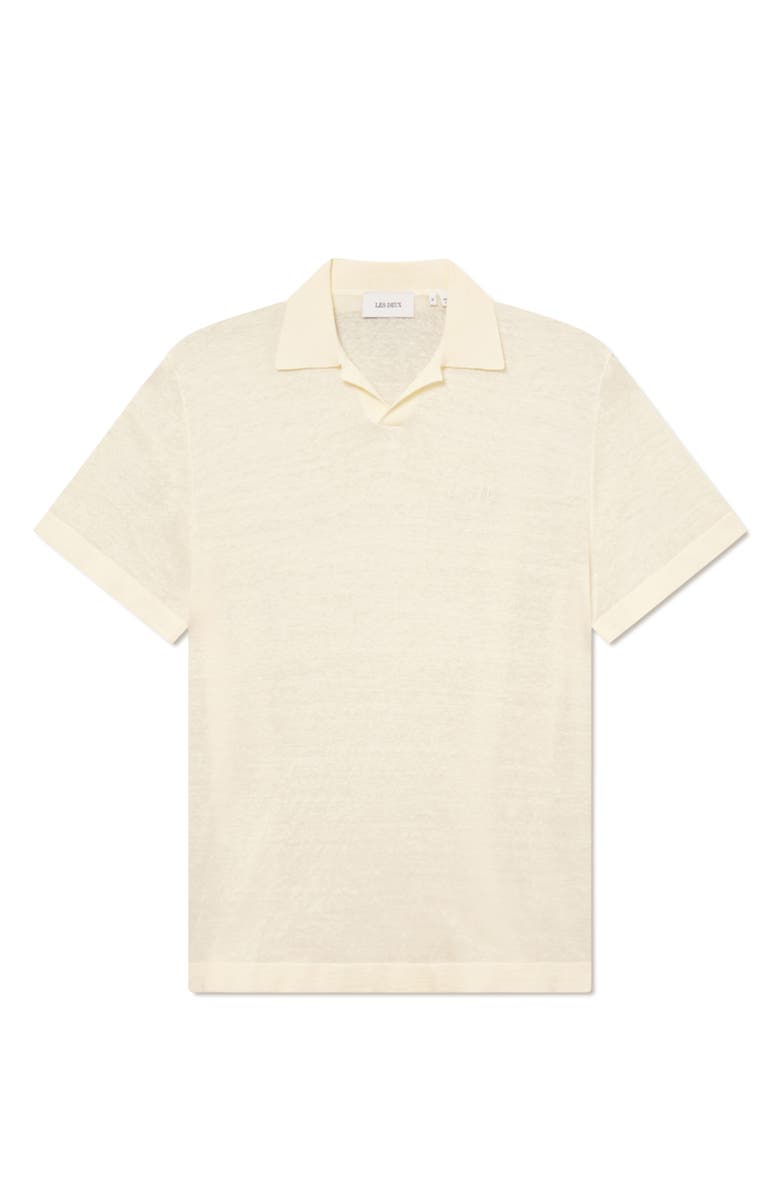 Les Deux Emmanuel Linen & Cotton Polo Sweater, Alternate, color, Ivory