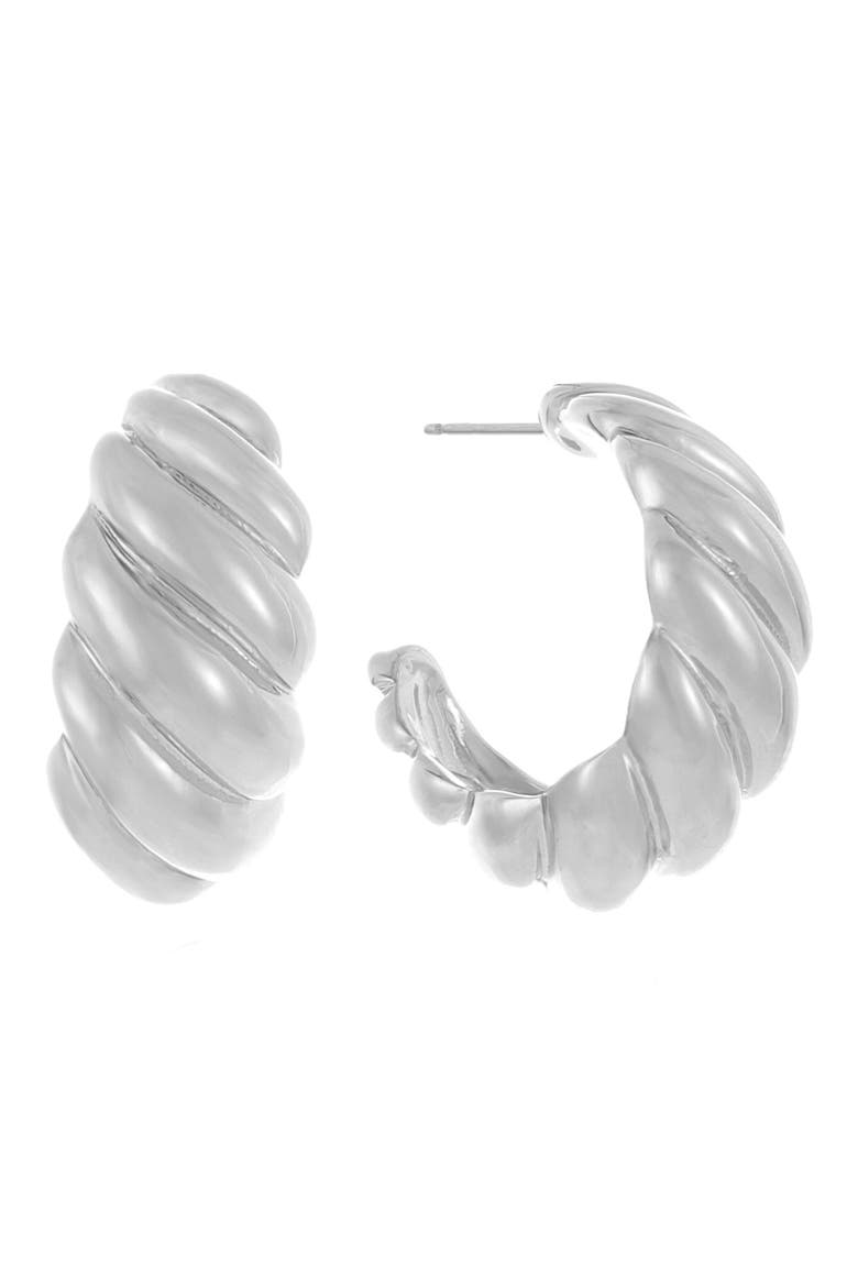 Croissant Hoop Earrings, Main, color, SILVER