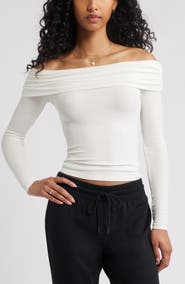 BP. Rib Off the Shoulder Top