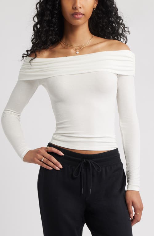 Bp. Rib Off The Shoulder Top In White