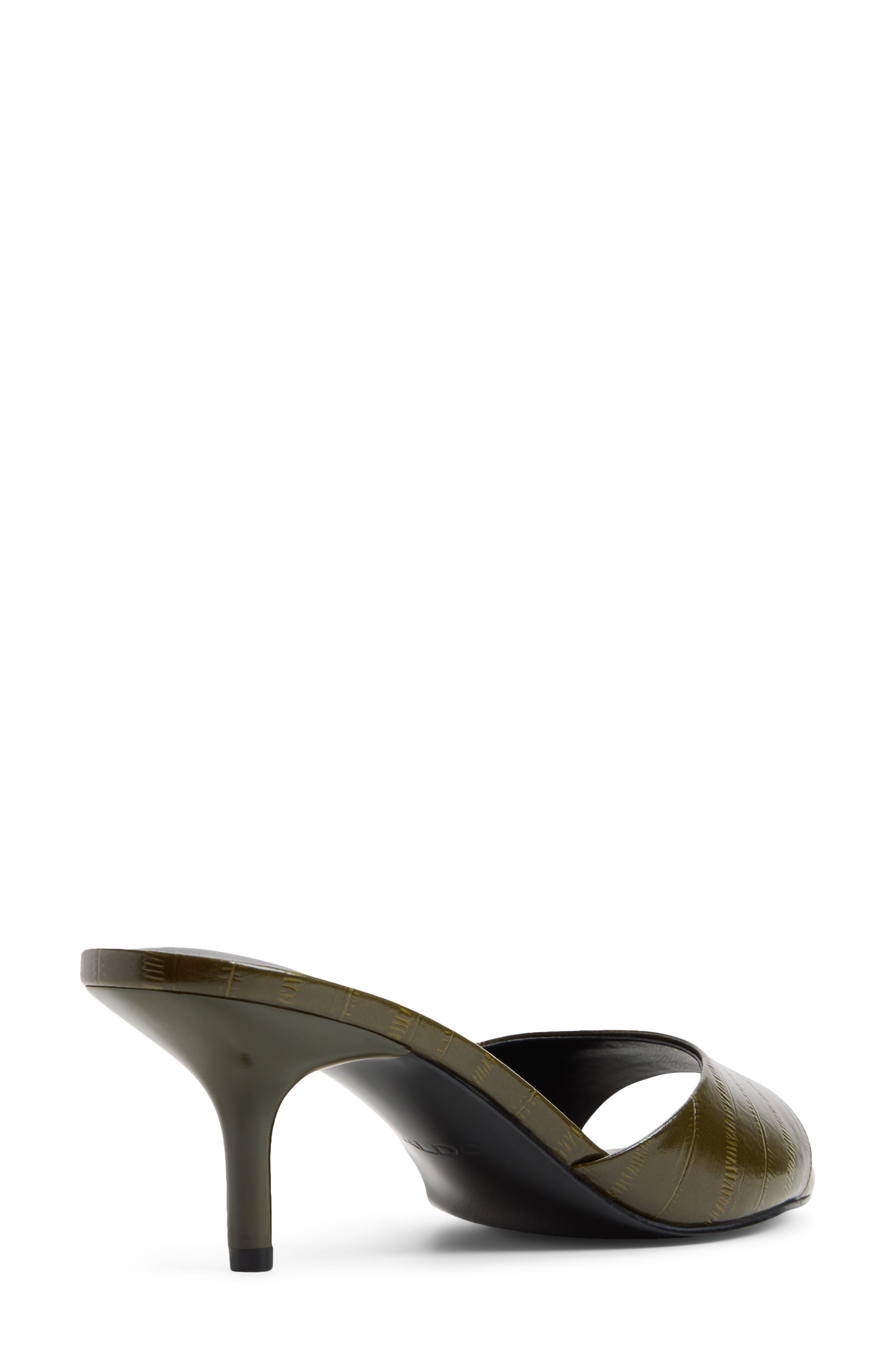Marryam Faux Leather Kitten Heel Slide Sandal, Alternate, color, KHAKI EMBOSSED